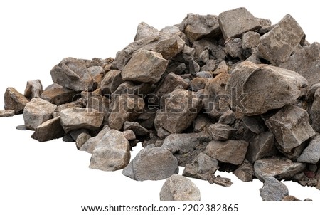 rock debris of different sizes on a white background