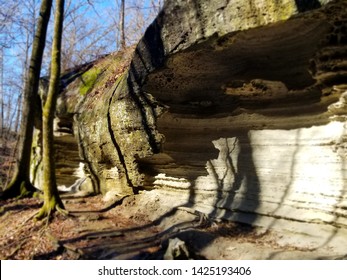 Rock Face On A Trail At Devil's Den State Park In Arkansas