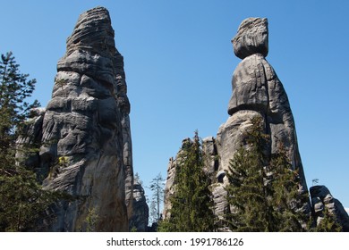 Rock formation in Adersbach-Weckelsdorf rock city in Czech republic,Europe
