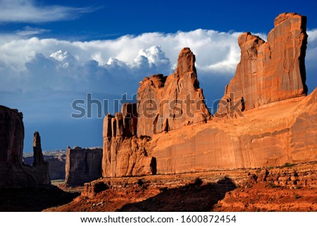 Rock formation of the Courthouse Towers, Arches-Nationalpark, near Moab, Utah, United States