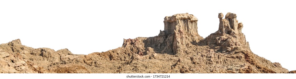 Rock Formation In A Desert Isolated On White Background