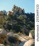 Rock formation at the end of the historical Cochise Stronghold in Coronado National Forest, Arizona. 