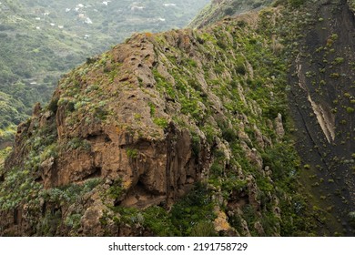 Rock Formation And With Lush Green Landscape In Volcanic Caldera De Bandama, Gran Canaria