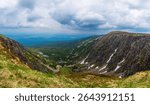 Rock formation Snezne Jamy (Snowy Pits) in Krkonose mountains on border of Poland Czech republic.