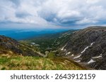Rock formation Snezne Jamy (Snowy Pits) in Krkonose mountains on border of Poland Czech republic.