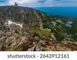 Rock formation Snezne Jamy (Snowy Pits) in Krkonose mountains on border of Poland Czech republic.