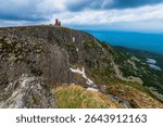 Rock formation Snezne Jamy (Snowy Pits) in Krkonose mountains on border of Poland Czech republic.