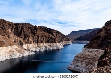 The rock formations in Black Canyon of the Colorado River. Hoover Dam, Nevada, USA.