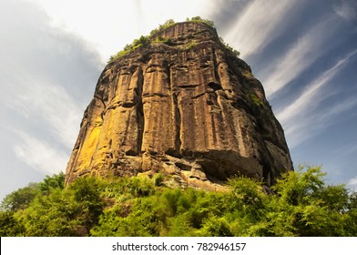 Rock Formations Lining The Nine Bend River Or Jiuxi In Wuyishan Or Mount Wuyi Scenic Area In Wuyi China In Fujian Province