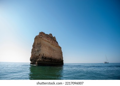 Rock Formations On The Algarve Coast In Portugal