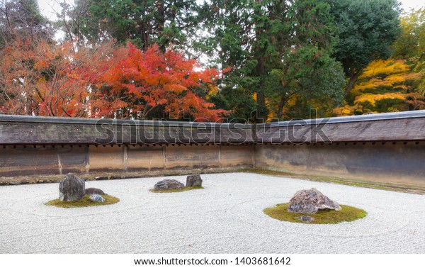 Rock Garden Colorful Maple Trees Ryoanji Stock Photo Edit Now