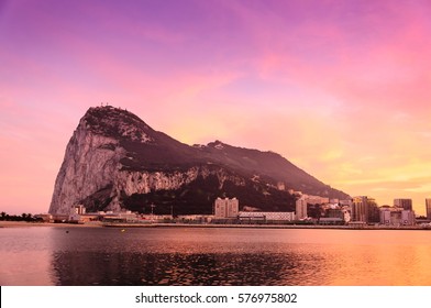 Rock Gibraltar Pink Sky Stock Photo Edit Now