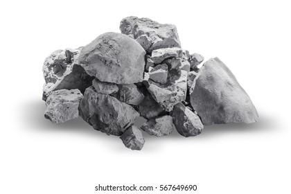 rock or granite stone isolated on white with clipping path. - Shutterstock ID 567649690