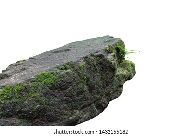 Rock with green moss on the surface in the rain forest, clipping path - Powered by Shutterstock