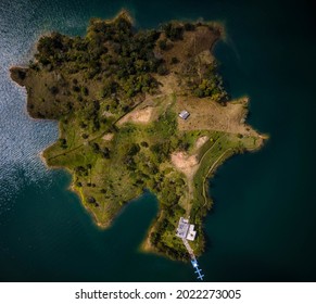 The Rock Of Guatape From The Sky