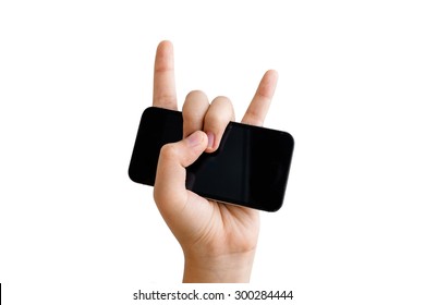 Rock Hand With Mobile Phone