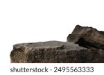 Rock Isolated, Stone Podium, Cliff mountain on white background well material montage your products display, Clipping paths 