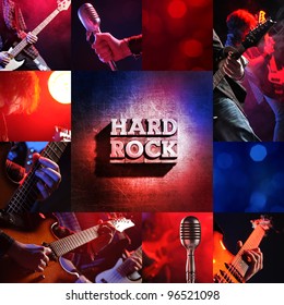 Rock Live Concert Collage, Guitarist And Bassist