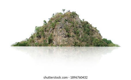 rock mountain hill with  green forest isolate on white background - Shutterstock ID 1896760432