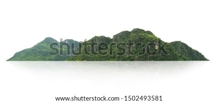 rock mountain hill with  green forest isolate on white background