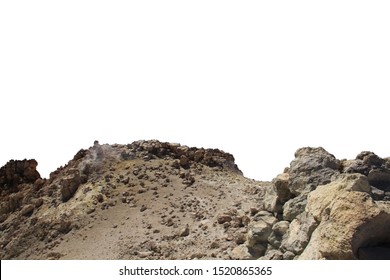 Rock mountain slope foreground close-up isolated on white background. Element for matte painting, copy space. - Shutterstock ID 1520865365