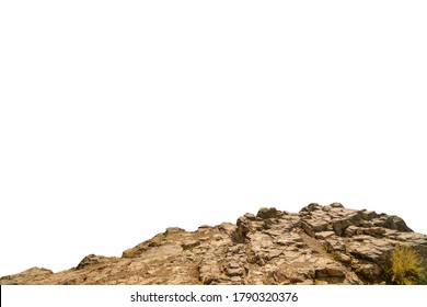 Rock mountain slope foreground close-up isolated on white background. Element for matte painting, copy space. - Shutterstock ID 1790320376