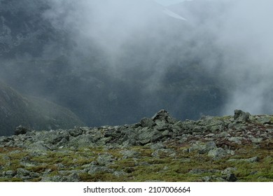 A Rock Mountaintop Hosts What Looks To Be A Toppled Cairn, Markers For The Appalachian Trail