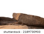 A rock with nature light,Showing a Wide Angled Perspective
 with Close Middle Focus to the Natural Stone Detail Isolated on a White Background. Mock up the pedestal.