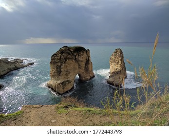 Raouché Rock Off The Coast Of Beirut.
