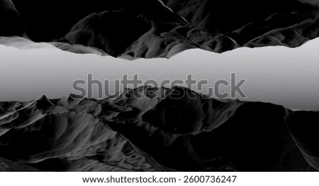 Rock overhanging mountain on top of the mountain. Dark mountain,rocky landscape on gloomy gray sky,wallpaper.3D render