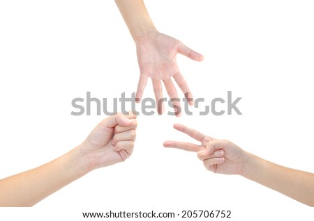 Rock ,Paper ,Scissors - hands isolated on white background