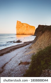 Percé Rock, Gaspé Peninsula, Quebec, Canada In Summer