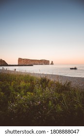 Percé Rock, Gaspé Peninsula, Quebec, Canada In Summer