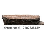 Rock Podium isolated, Stone stand Display product on white background, Cliff mountain, Clipping paths 