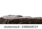 Rock Podium isolated, Stone stand Display product on white background, Cliff rock mountain, Clipping paths 