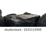 Rock Podium isolated, Stone stand Display product on white background,Stones Sea formation located part of the mountain,Group of Cliff Rock with natural rough texture surface with clipping path