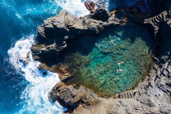 Rock Pool Tourist Destination Of Tenerife Canary Islands. Highlight