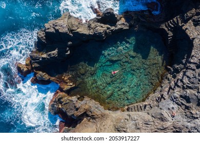 Rock Pool Tourist Destination Of Tenerife Canary Islands. Highlight