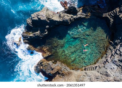 Rock Pool Tourist Destination Of Tenerife Canary Islands. Highlight