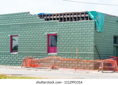 Rock Port , Texas Building Damaged After Hurricane Harvey And A Year Later It Is Still Being Repaired Rebuilding After Storm Damage In The Gulf Of Mexico