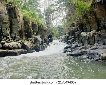 Rock River At Tubing Genting, Boja, Kendal, Indonesia. Outdoor Photography. Unfocus View At Nature.