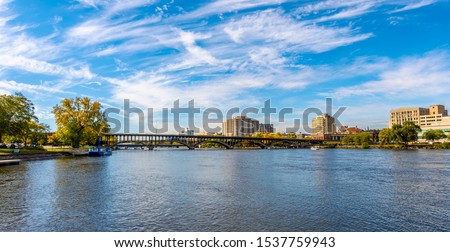 Rock River view in Rockford Town of Illinois
