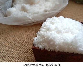 Rock Salt In Wooden Box And Some In Plastic Bag, It Is Important For Thyroid Patients Because They Have To Avoid Sea Salt On Treatment Processes Seriously.