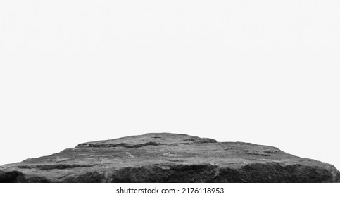 A Rock Shelf for Product Display  Showing Wide Angled Perspective and Close Middle Focus to the Natural Stone Detail Isolated White Background 