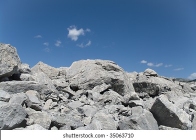 Rock Slide Against Blue Sky