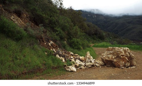 Rock Slide On Hiking Trail