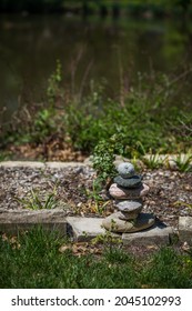 A rock stack at the Bartlett Arboretum