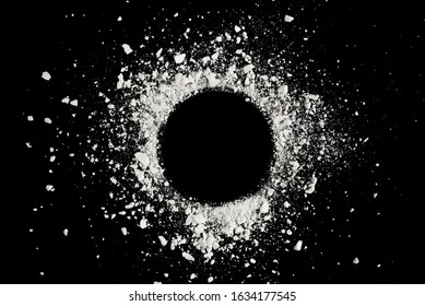 Rock stone broken explosion circle isolated on black background  - Shutterstock ID 1634177545