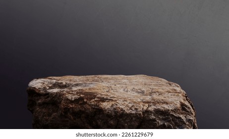 Rock Stone podium Background, Stand Black scene Display product with material Dark gray wall room Studio background - Shutterstock ID 2261229679