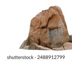 Rock stones isolated on white background,Rock Cliff with rough texture surface,Natural stone formation located part of the mountain,Broken Edge of a Chunk of Rock Sea 